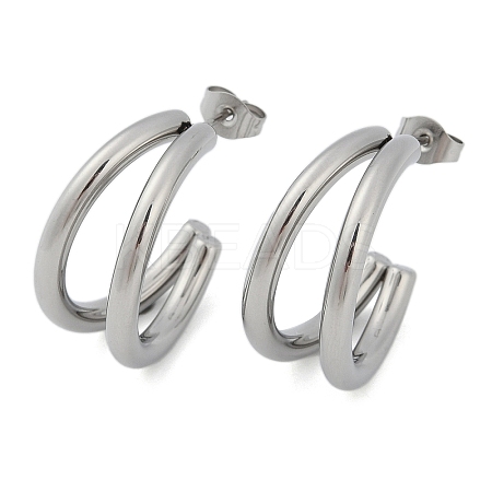 Non-Tarnish Moon 304 Stainless Steel Stud Earrings for Women EJEW-Z060-02P-1