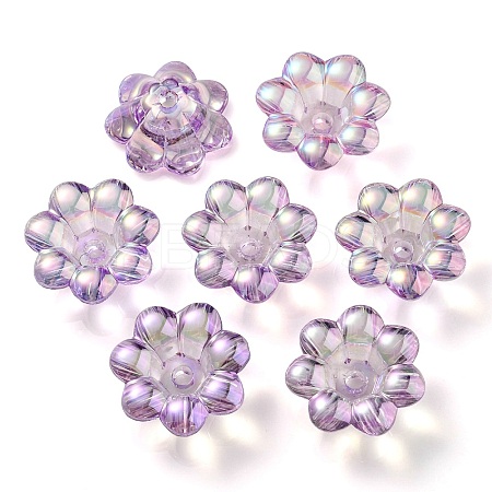 UV Plating Rainbow Iridescent Acrylic Beads OACR-P010-04D-1