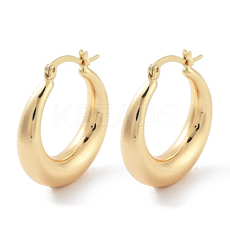 Brass Plain Hoop Earrings EJEW-H301-05G-02-1