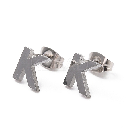 Tarnish Resistant 304 Stainless Steel Greek Alphabet Stud Earrings STAS-D007-07P-14-1