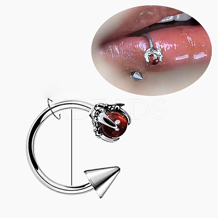 Claw Cone 304 Stainless Steel Cubic Zirconia Hoop Lip Rings FS-WG1AB27-03-1
