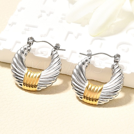 304 Stainless Steel Two Tone Hoop Earrings EJEW-F355-03GP-02-1