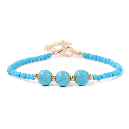 Round Synthetic Turquoise Beaded Bracelets ZS3051-3-1