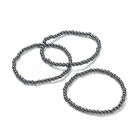 Synthetic Non-magnetic Hematite Beaded Stretch Bracelets BJEW-D446-A-22-1