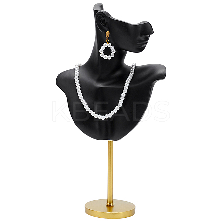 Resin Side Body Model Bust Shaped Jewelry Earrings Display Stands with Metal Base AJEW-WH0695-229A-1