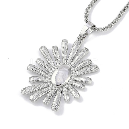 Rack Plating Brass Sun Pendant Necklaces NJEW-P317-07P-1