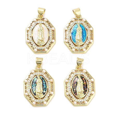 Brass Micro Pave Clear Cubic Zirconia Pendants KK-L213-008G-1