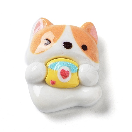 Opaque Cute Dog Resin Cabochons RESI-H152-02A-1