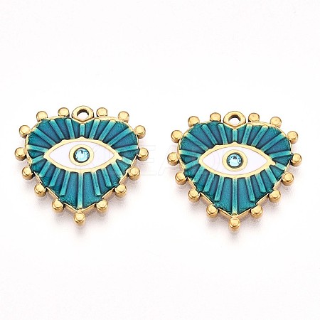 Ion Plating(IP) 304 Stainless Steel Enamel Rhinestone Pendants STAS-T064-56A-1