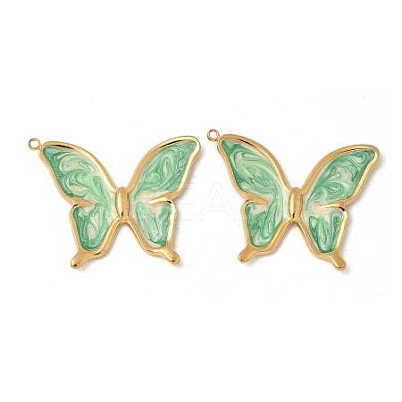 304 Stainless Steel Enamel Pendants STAS-V015-61B-G-1