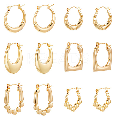 6 Pairs 6 Style304 Stainless Steel Hoop Earrings for Women EJEW-BBC0001-95-1