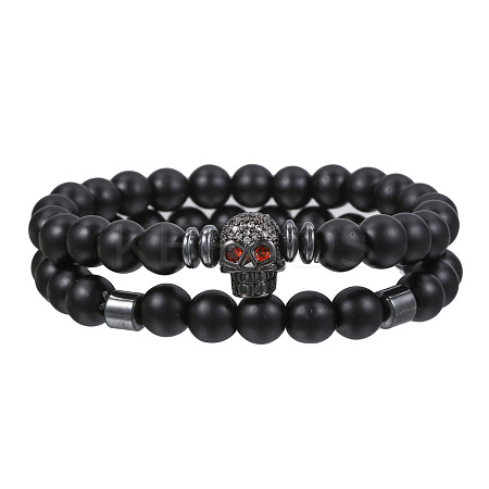 Volcano Stone Black Matte Black Gallstone Wood Beads Bracelet Set Combination Hip Hop Elastic Bracelet Bracelet Bracelet WQ1083-12-1