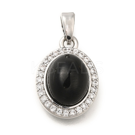 Brass Micro Pave Cubic Zirconia and Glass Pendants KK-K388-32P-1