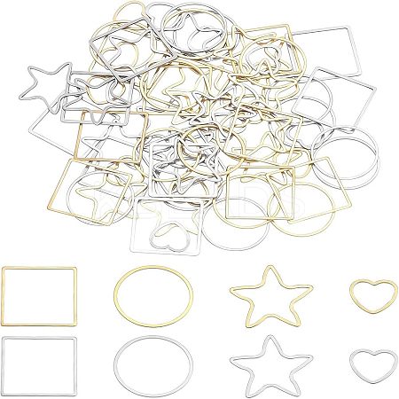 Unicraftale 80Pcs 8 Style 304 Stainless Steel Linking Ring STAS-UN0018-39-1