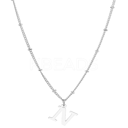 1Pc Brass Chain & 304 Stainless Steel Letter Pendant Necklaces NJEW-LP0001-35N-P-1