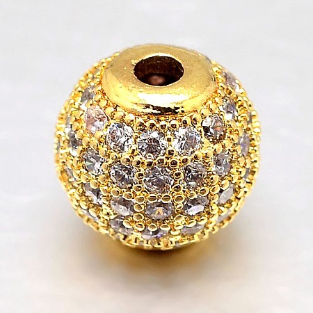 Round Brass Micro Pave Cubic Zirconia Beads LS-ZIRC-N016-01G-12mm-1