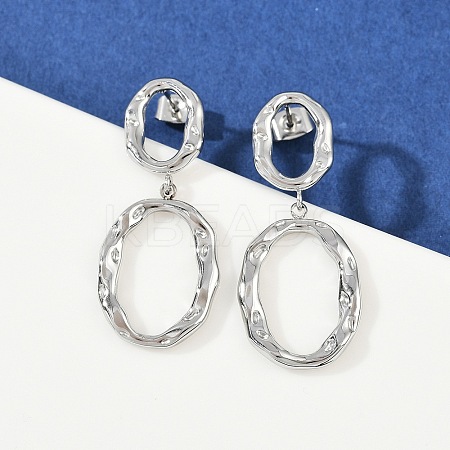 304 Stainless Steel Oval Dangle Stud Earrings EJEW-I319-02P-1