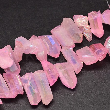 Electroplated Natural Quartz Crystal Beads Strands G-UK0018-02B-1