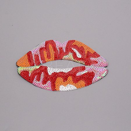 Lip Computerized Embroidery Cloth Iron On Patches FIND-WH0094-16A-02-1