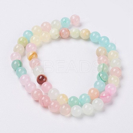 Natural Colorful Green Jade Beads Strands X-G-G757-01-8mm-1