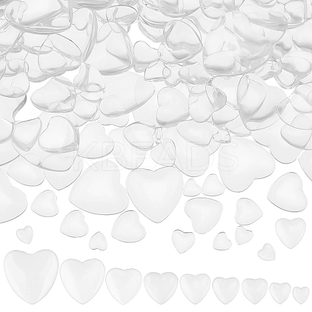  180Pcs 9 Style Transparent Glass Heart Cabochons GGLA-PH0001-28-1