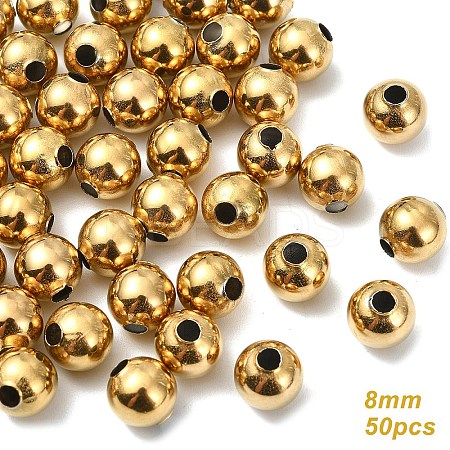 50Pcs Hollow Round 304 Stainless Steel Beads STAS-YW0002-95A-1