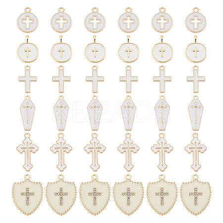36Pcs 6 Styles Alloy & Brass Enamel Pendants FIND-AR0004-72-1
