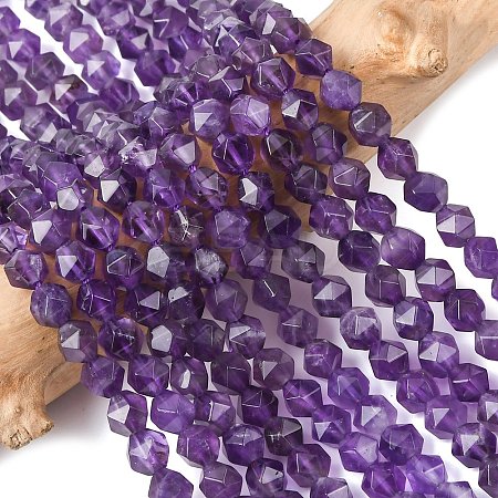 Faceted Natural Amethyst Beads Strands G-K066-09-6mm-1