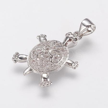 Brass Micro Pave Cubic Zirconia Pendants ZIRC-G104-23P-1