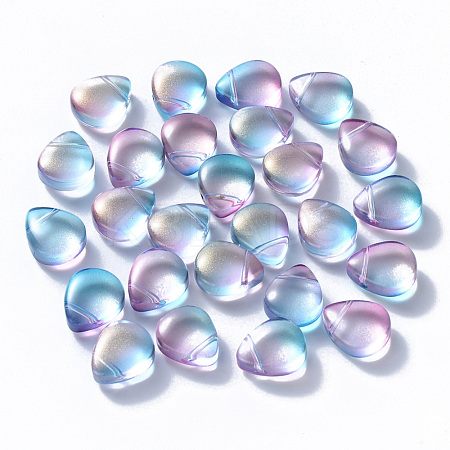 Transparent Spray Painted Glass Beads GLAA-T016-29H-1