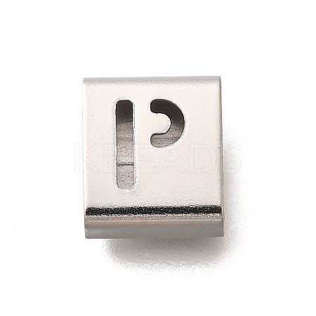 Letter Style 304 Stainless Steel Square Slide Charms STAS-L132-24P-1