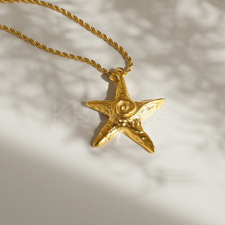 Summer Fashionable Brass Vortex Starfish Pendant Necklaces for Women FS-WG7C9A7-01-1