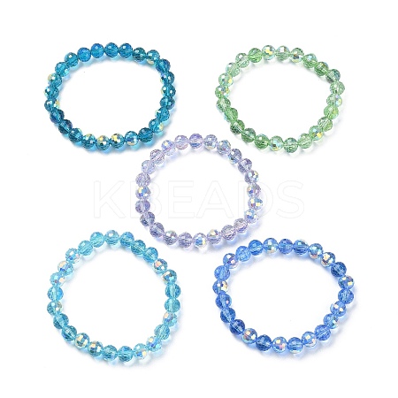 Sparkling Glass Round Beaded Stretch Bracelets for Women BJEW-JB09424-1