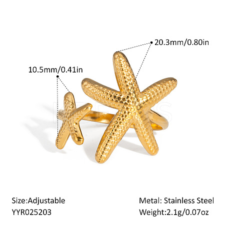 Ocean Themes Stainless Steel Adjustable Cuff Rings for Women LS-VG5206-2-1