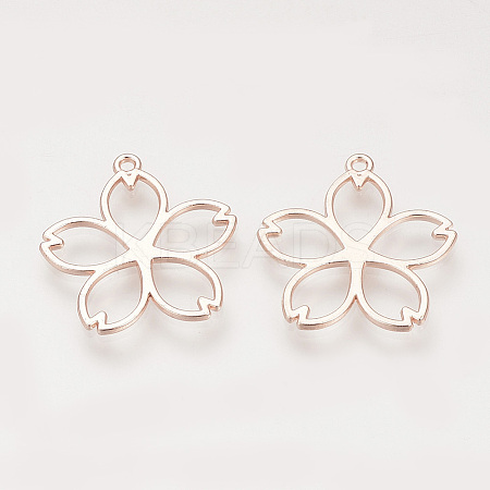 Rack Plating Alloy Open Back Bezel Pendants PALLOY-R099-31RG-FF-1