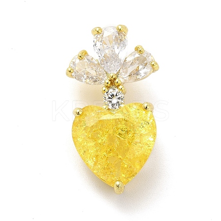 Brass Micro Pave Clear Cubic Zirconia Pendants KK-I695-070G-02-1