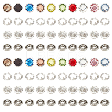 20 Sets 10 Colors 4Pcs Brass & Resin Snap Button BUTT-OC0001-56-1