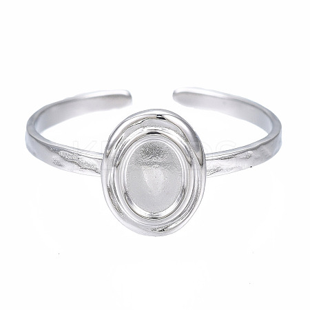 Non-Tarnish 304 Stainless Steel Open Cuff Finger Ring Cabochon Settings LS-STAS-T060-11P-1