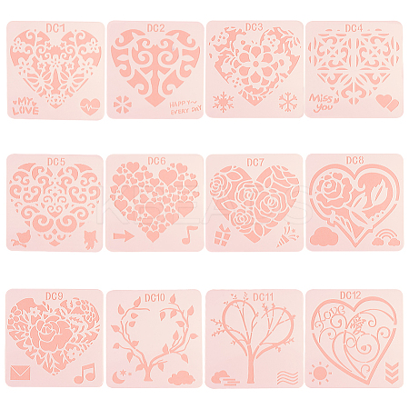 Heart Theme Plastic Drawing Painting Stencils Templates DIY-GF0001-07-1