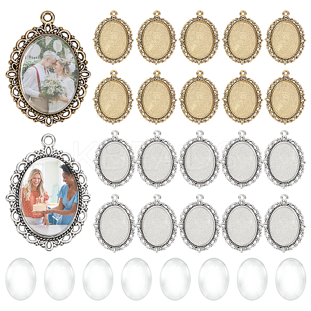 DIY Oval Pendants Making Kits DIY-PH0032-17-1