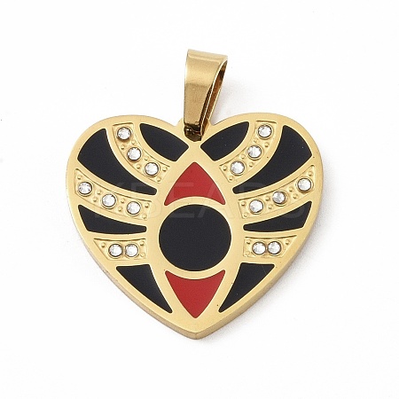 Ion Plating(IP) 304 Stainless Steel Enamel Rhinestone Pendants STAS-Q325-02F-G-1