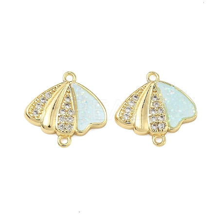 Brass Micro Pave Clear Cubic Zirconia Shell Shape Links KK-L256-32G-1