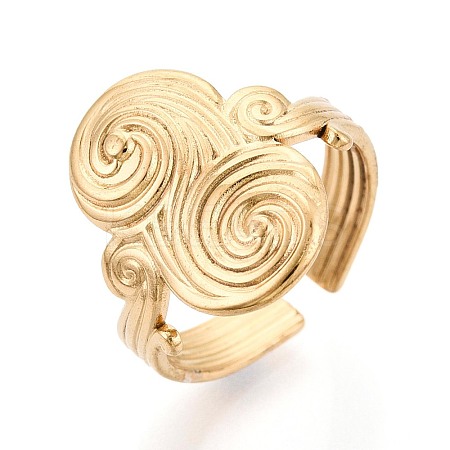 Adjustable Ion Plating(IP) 304 Stainless Steel Cuff Open Rings for Women RJEW-N052-24G-1