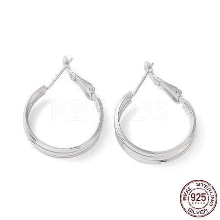 Rhodium Plated 925 Sterling Silver Hoop Earrings EJEW-K258-13P-1