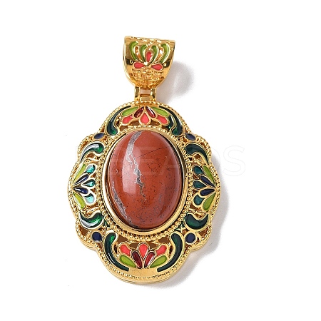 Natural Red Jasper Flower Pendants KK-K399-18C-01-1