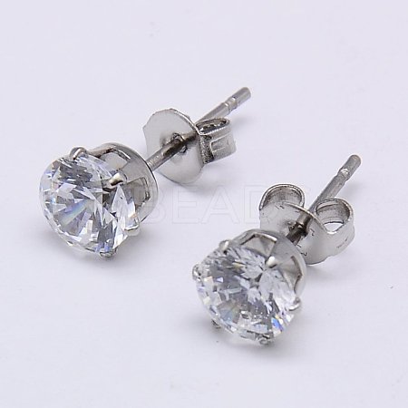Cubic Zirconia Ear Studs LS-STAS-E051-3H-1