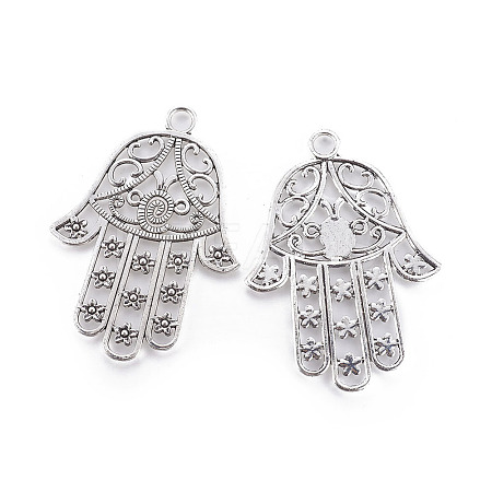 Tibetan Style Alloy Big Hamsa Hand/Hand of Fatima /Hand of Miriam Pendants LS-X-TIBEP-16901-AS-NR-1