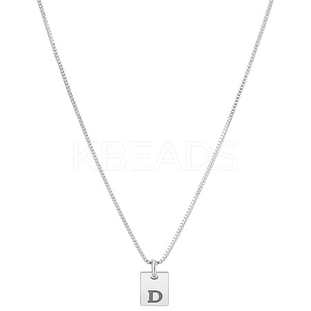 1Pc Stainless Steel Letter Rectangle Pendant Necklaces NJEW-LP0001-34D-P-1