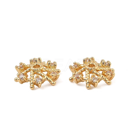 Brass Micro Pave Clear Cubic Zirconia Bead Caps KK-K374-24G-1
