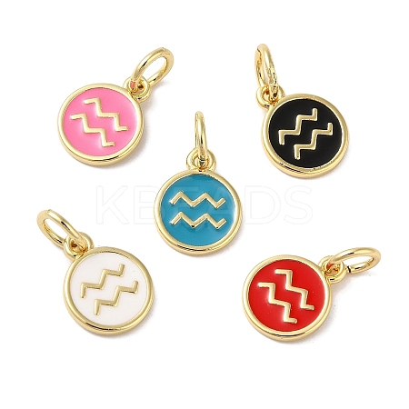 Real 18K Gold Plated Brass Enamel Charms KK-L216-001G-E-1